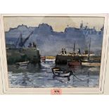 ROLAND SPENCER-FORD. BRITISH 1902-1990 A harbour scene. Signed. Watercolour 9¼' x 12¼'