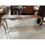 A grey painted hall table on cabriole legs. 74' wide