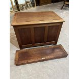 A three panel blanket chest, 34' wide; together with a mahogany crossbanded box