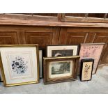 A collection of framed prints