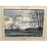 ALAN R. YATES. ARBSA; BRITISH 20TH CENTURY Showery April. Signed and dated 1954. Titled on label
