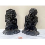 A pair of Victorian cast iron Punch and Judy doorstops. 11' and 11½' high