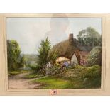 REGINALD DANIEL SHERRIN. BRITISH 1891-1971 Lane scene with thatched cottage. Signed. Watercolour 12'