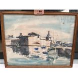 RENE LE FORESTIER. FRENCH 1903-1972 A harbour scene. Watercolour 9½' x 12'