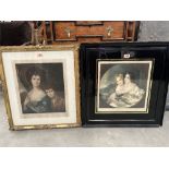 Two Victorian framed portrait mezzotints