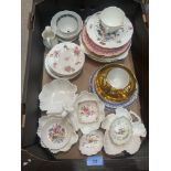 A box of ceramics, mostly Coalport