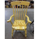 A painted lath-back armchair