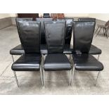 Seven contempory style leather upholstered chairs on chrome or satin legs