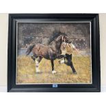 DEBBIE DUNBAR. S.E.A; BRITISH CONTEMPORY A horse being led around a ring. Signed. Oil on canvas