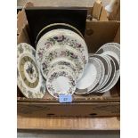 A box of Wedgwood Hathaway Rose pattern dinnerware and other ceramics