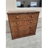 A Victorian decorated pine chest of two short over three long drawers, on plinth support. 39' wide