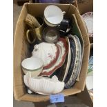 Five boxes of ceramics and sundries