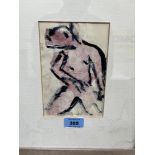 NAN FRANKEL. BRITISH 1921-2000 A figure study. Signed. Mixed media on paper 6¾' x 4½'. The lot to