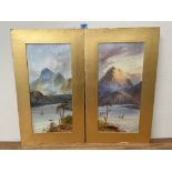 WILLIAM HENRY EARP. BRITISH 1831-1914 Highland landscapes. A pair. Signed. Watercolour 21' x 10'.