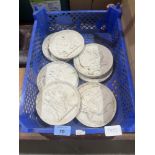 Nine bisque roundals moulded in relief with classical figure scenes. 5¼'