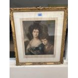 Two Victorian framed portrait mezzotints