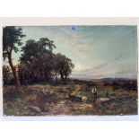 L. RIDGERS. BRITISH 19TH CENTURY Wood cutters in an extensive landscape. Signed. Oil on canvas 20' x