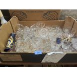 A box of 19th century and later cut and other glassware