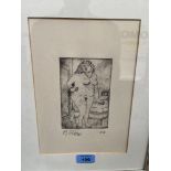 MANNER OF FERNANDO BOTERO. COLOMBIAN Bn. 1932. A standing nude. Bears a signature. Etching 5¼' x