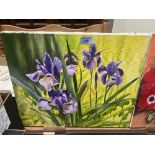 A pair of unframed flowerpieces oils. 15' x 18'