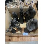 Six Royal Doulton 'black basalt' figures