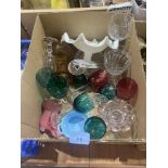 A box of Victorian and later glassware