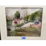 E.ALDRED. BRITISH 20TH CENTURY Canal Crossing near Broseley. Signed and dated '50. Watercolour 9½' x
