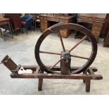 A Scottish muckle spinning wheel. 19th century. The great wheel 33½' diam.