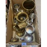 Two boxes of metalware