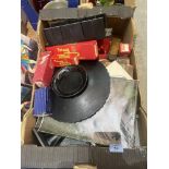 A box of model railway and sundries