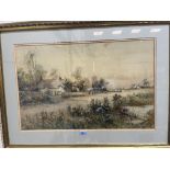 STAPLETON HILL. BRITISH 20TH CENTURY Village scene. Signed. Watercolour. 18½' x 29'