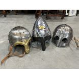 Three re-enactment steel helmets