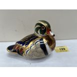 Royal Crown Derby. A Carolina Duck paperweight. Gold stopper. 4¼' long