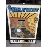 A pub sign, 'The Wheelwright Free House'. 44' x 31' (Double sided)