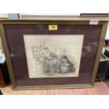 A framed print, figure scene