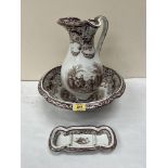 A Victorian Copeland and Garrett Louis Quatorze pattern washstand jug, bowl and dish