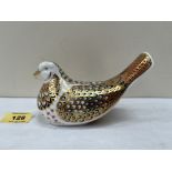 Royal Crown Derby. A bird paperweight. Gold stopper. 6' long.