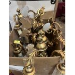 A set of nine giltwood twin branch wall lights