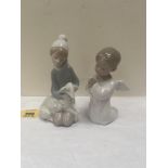 A Lladro angel, 5' high and a Lladro figure, girl with sheep, 5¾' high