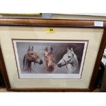 A framed racing print, The Three Kings after Crawford