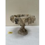 An Italian carrara marble tazza carved with vine leaves. 5¾' diam.