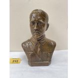 A hollow bronze bust of Adolf Hitler. Signed Sheidler to rear. 6¼' high