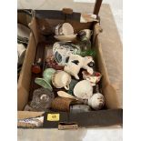 Three boxes of ceramics, glassware and sundries