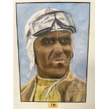 F.G. BARRETT. BRITISH 20TH CENTURY Portrait of the racing driver Tazio Nuvolari. Signed, dated '