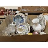 A box of ceramics and glassware