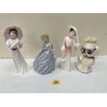 Two Royal Doulton figures and two other figures