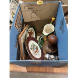 Three boxes of ceramics and sundries