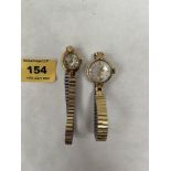 Two 9ct cased lady's wristwatches with plated bracelet straps