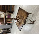 An oak sutherland table and a mahogany wine table