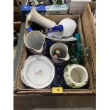 Three boxes of ceramics and sundries